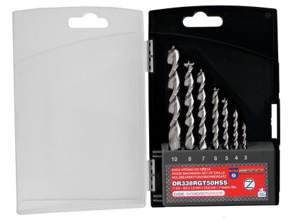 Sada vrtáků levých 7-dílná 3,00-10,00mm DR338LGT50HSS do dřeva