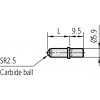 Dotek z tvrdokovu pro série 511, rozsah měření 40mm, 55mm (105mm)