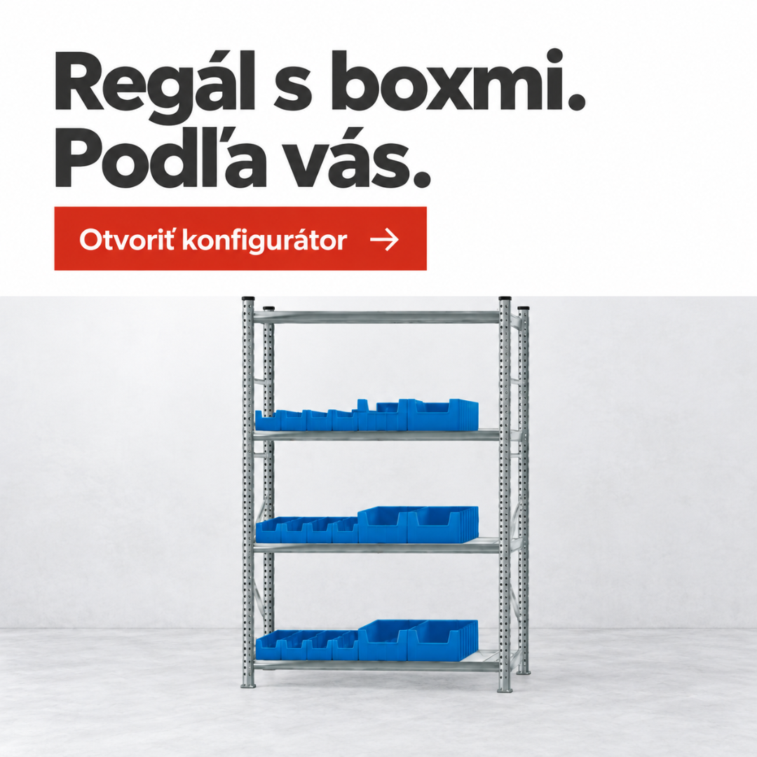 regal s prepravkami