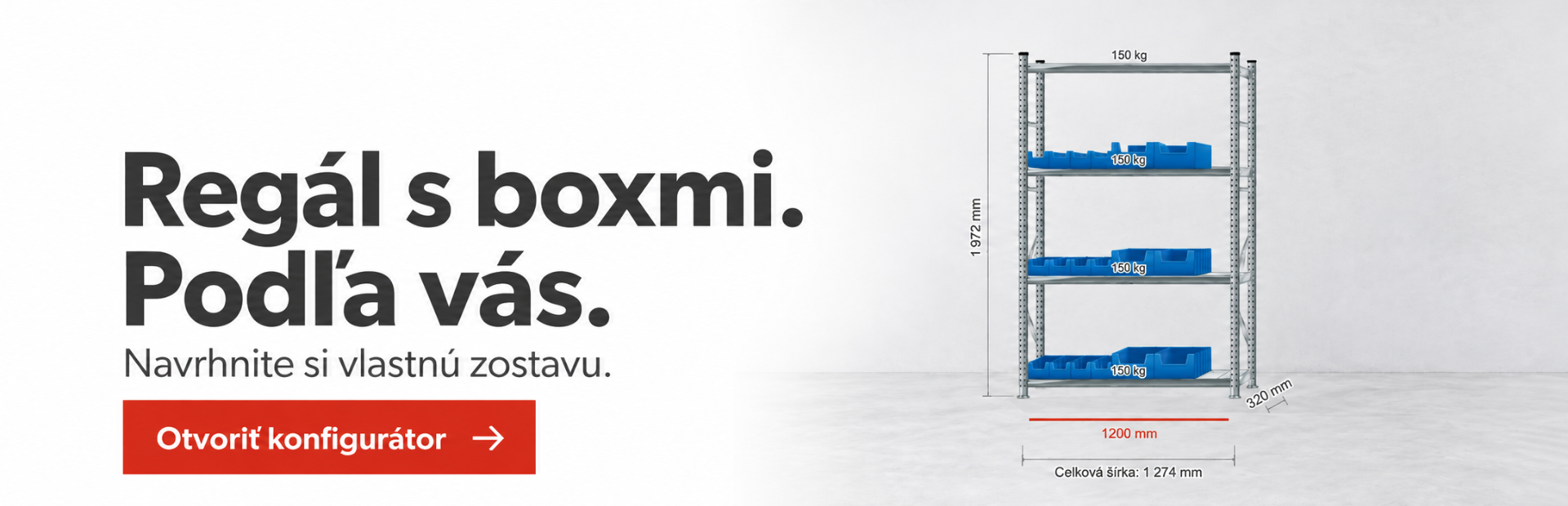 Regály s prepravkami