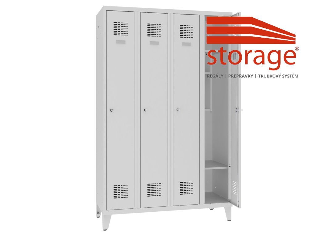 Štvordverový školský šatník na nohách Sms 340 n (color_body RAL 7035, svetlošedá, color_door RAL 7035, svetlošedá)
