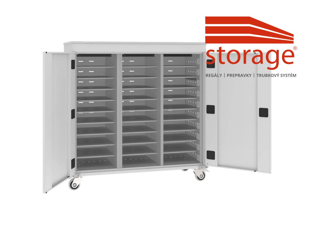 Vozík na nabíjanie elektroniky Wnl 310 + so zásuvkami schuko 230 V, USB A + C (color_body RAL 7035, svetlošedá, color_door RAL 7035, svetlošedá)