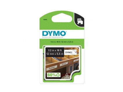 Permanentná vinylová páska Dymo D1 12 mm biela/čierna