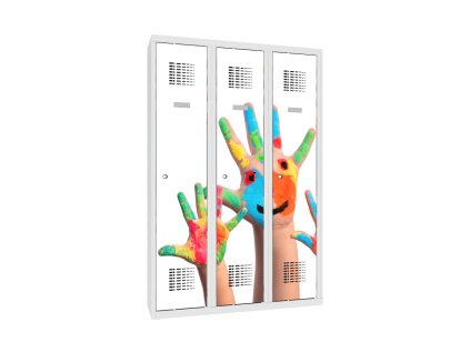 Trojdverový šatník s vlastnou grafikou Sum 430 W UV (color_body RAL 7035, svetlošedá, color_door RAL 7035, svetlošedá)