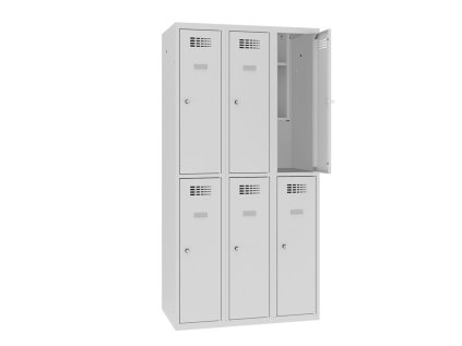 Školský šatník so šiestimi krátkymi dverami Sms 332 (color_body RAL 7035, svetlošedá, color_door RAL 7035, svetlošedá)