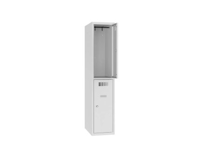 Nízky kovový šatník s krátkymi dverami MSUS 312S (color_body RAL 7035, svetlošedá, color_door RAL 7035, svetlošedá)