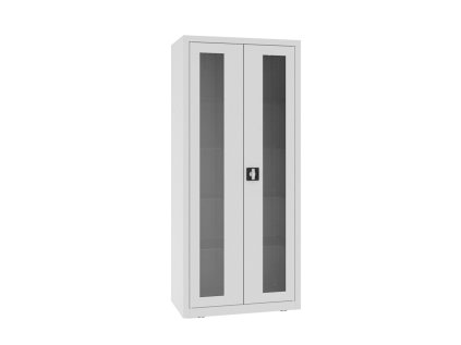 Presklená skriňa s kovovými policami NSML 112 p (color_body RAL 9010, biela, color_door RAL 9010, biela)