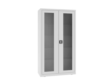 Presklená skriňa s kovovými policami NSML 103 p (color_body RAL 9010, biela, color_door RAL 9010, biela)