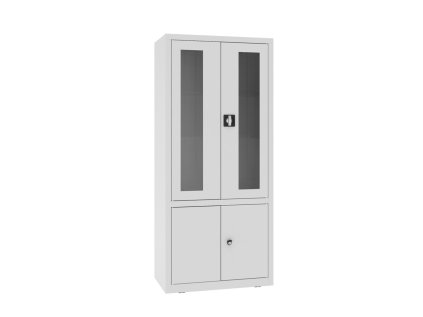 Presklená skriňa s kovovými policami NSML 114 p (color_body RAL 9010, biela, color_door RAL 9010, biela)