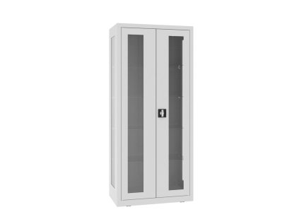 Presklená skriňa s kovovými policami NSML 115 p (color_body RAL 9010, biela, color_door RAL 9010, biela)
