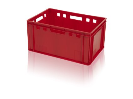 Červená plastová prepravka E3 60x40x30 cm vyrobená z pevného regranulátu