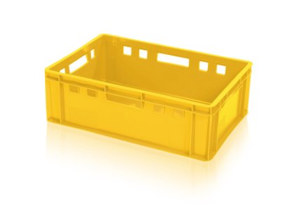 Žltá Euro prepravka E2 z čistého HDPE pre vizuálny manažment potravín