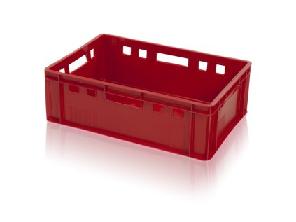 Červená mäsiarenská prepravka E2 60x40x20 cm s certifikátom pre styk s potravinami