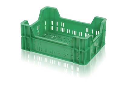 Plastová debnička na zeleninu 40x30x16,5 cm s nosnosťou pre stredne ťažké plody.