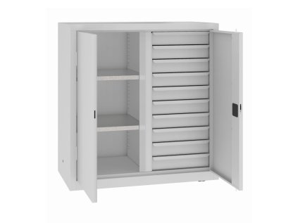 Úschovná skriňa s policami a zásuvkami MSW 110/5-15 (color_body RAL 7035, svetlošedá, color_door RAL 7035, svetlošedá)
