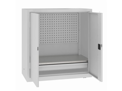 Skriňa na náradie s policou, zásuvkou a perfo panelom MSW 110/5-32 (color_body RAL 7035, svetlošedá, color_door RAL 7035, svetlošedá)