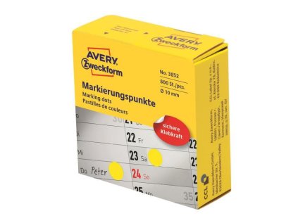 82974 1 etikety kruhove 10mm avery zlte v dispenzore