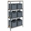 Skladový regál so 6 sivými euro prepravkami 400x300x320 mm
