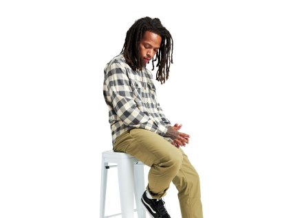 Pánská Košile Burton Brighton Flannel Crème Brûlée Heather Buffalo Plaid