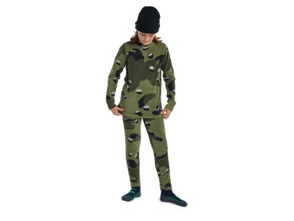 Dětské Termoprádlo Burton Fleece Base Layer Set Forest Moss Cookie Camo (Velikost XS)