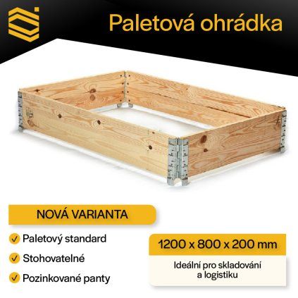 Paletová ohrádka 1200x800x200 mm dřevěná nová