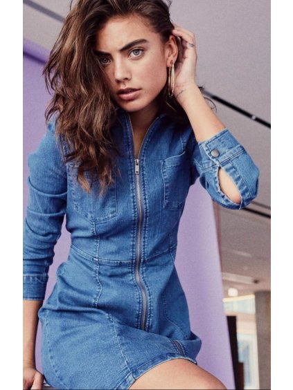 Noisy May dámské džínové šaty na zip Lisa  modré