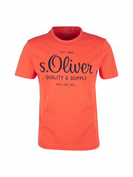 s.Oliver pánské regular triko s nápisem krátký rukáv oranžové