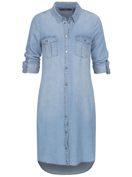 Vero Moda dámské košilové šaty Silla light blue denim