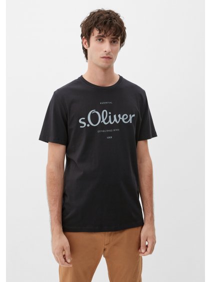 s.Oliver pánské basic triko s nápisem černé
