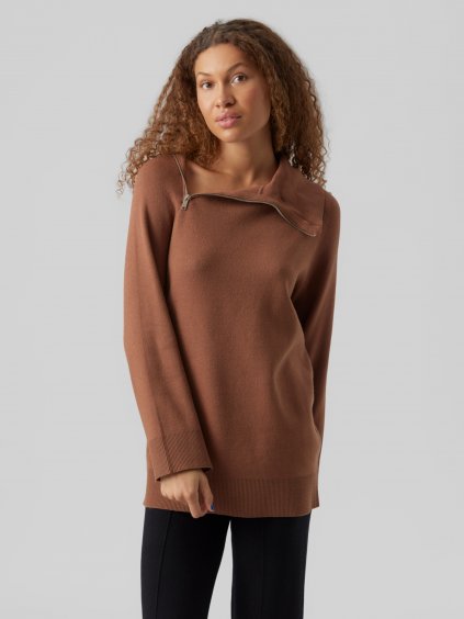 veromoda highneckhighcuffsvolumesleevespullover brown