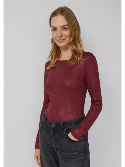 s.Oliver triko se třpytkami dlouhý rukáv vínové