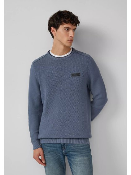 s.Oliver pánský pletený bavlněný svetr šedomodrý
