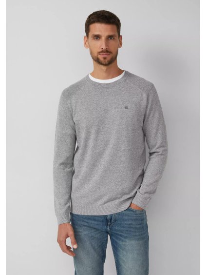 s.Oliver pánský bavlněný svetr šedý melange