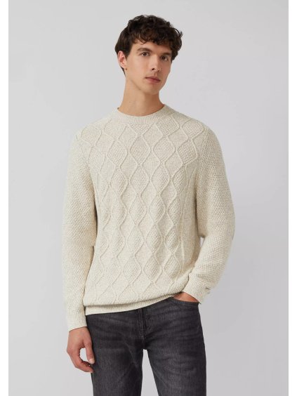 s.Oliver pánský pletený bavlněný svetr krémový melange