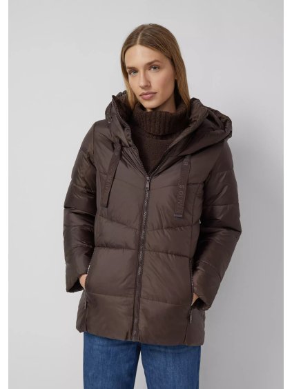 s.Oliver prošívaná bunda s kapucí tmavě hnědá