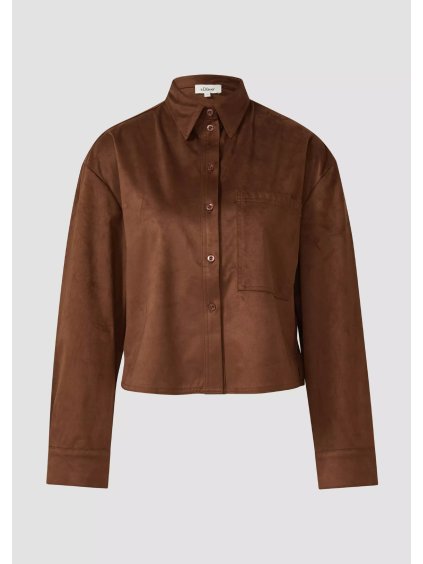 s.Oliver propínací velurová košile hnědá