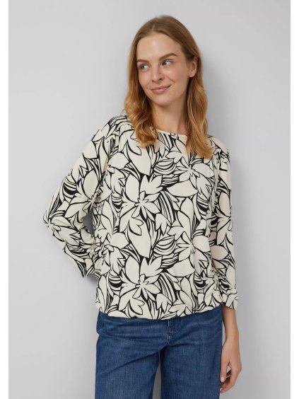 s.Oliver viskózové triko se vzorem krémové