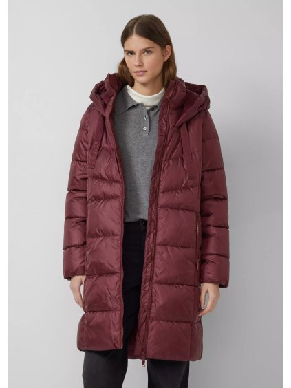 s.Oliver zimní prošívaný kabát s kapucí vínový