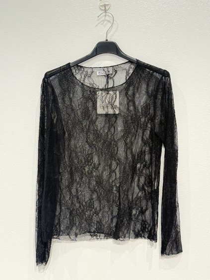 Civico krajkové triko s dlouhým rukávem černé