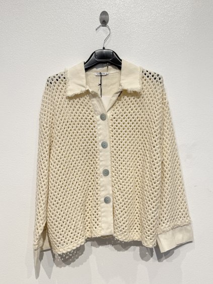 Civico propínací háčkovaný svetr Giacca krémový