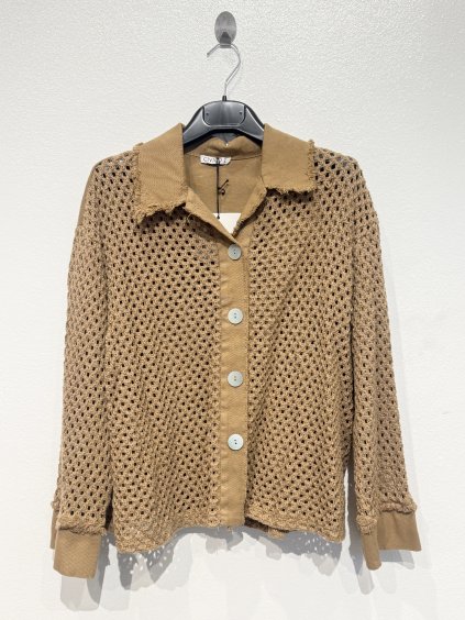 Civico propínací háčkovaný svetr Giacca hnědý