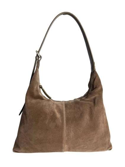 Kožená semišová kabela tmavě béžová