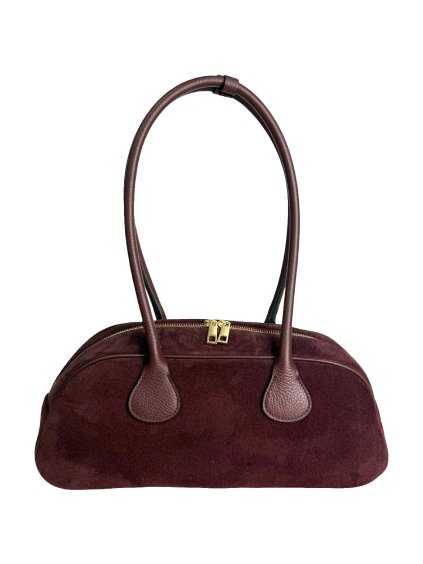 Kožená semišová kabelka čokoládová