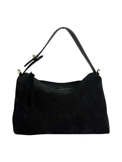 Kožená semišová kabelka černá/zlatá