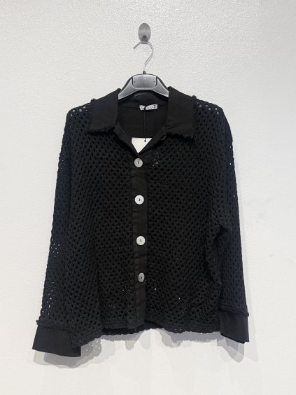 Civico propínací háčkovaný svetr Giacca černý