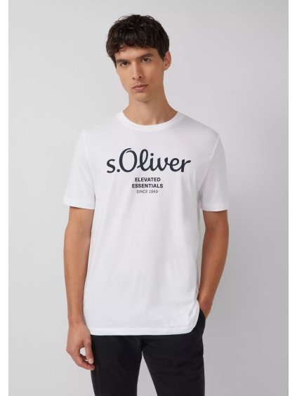 s.Oliver pánské basic triko s nápisem bílé