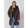 s.Oliver zimní prošívaný kabát s kapucí tmavě hnědý