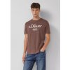 s.Oliver pánské basic triko s nápisem hnědé