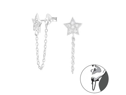 nausnice hvieza s retiazkou kamienky hviezdicky striebro (1)