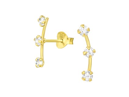 striebro nausnice pozlatene s kamienkami zirkon napichovacie puzety kamienky krystalik Ag925 (1)